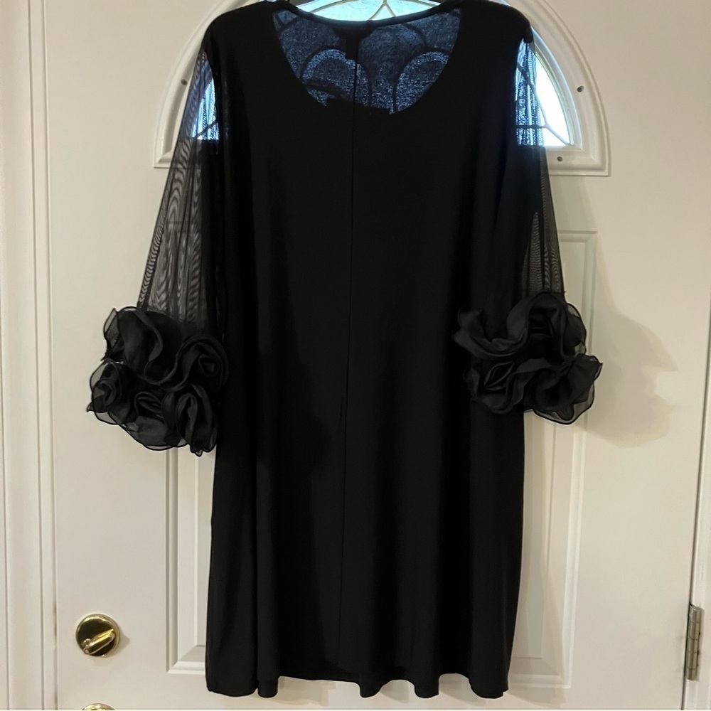 Nina Leonardo Black Dress With Sheer Sleeves size XL - Picture 2 of 10